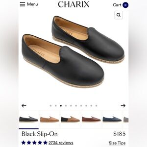 Charix Black Leather Slip-On Shoes sz38/US 8